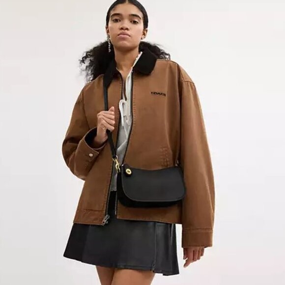 Coach Swinger Bag in Black with Brass + Bonus Leather Crossbody Strap - Picture 2 of 12